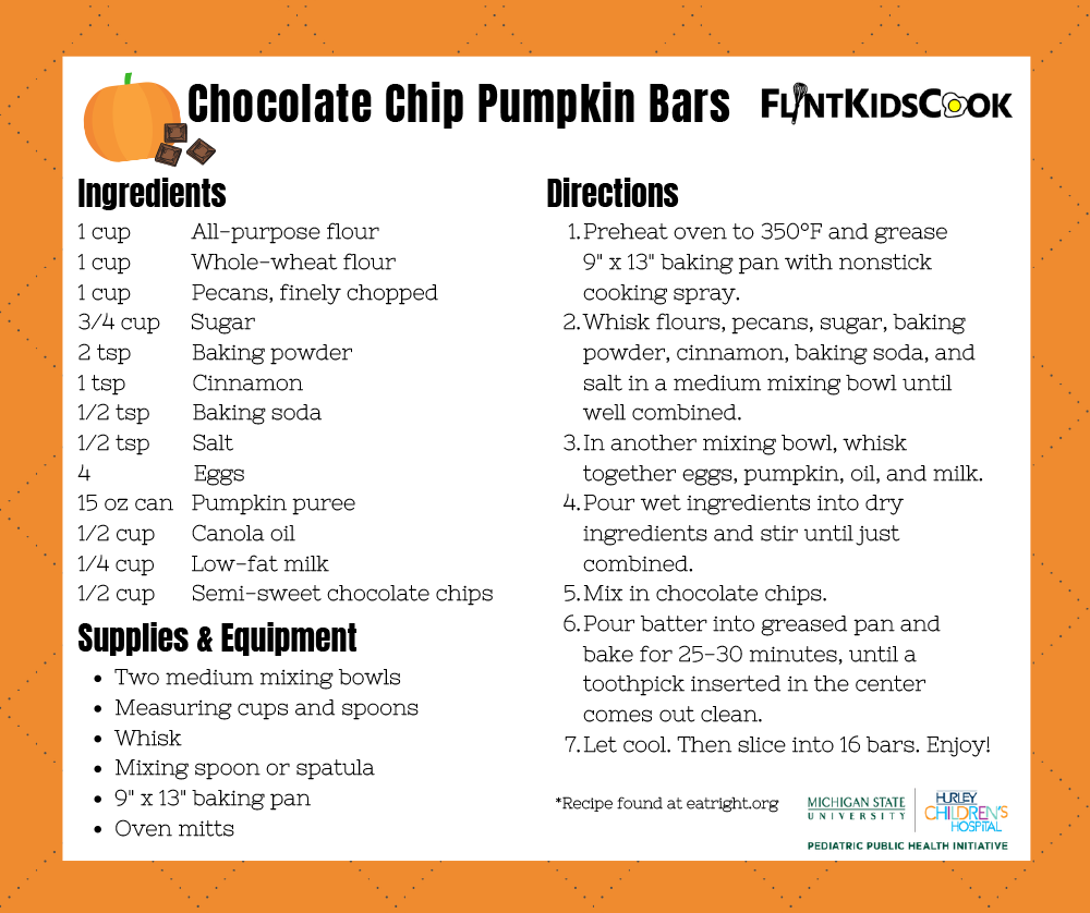 Chocolate Chip Pumpkin Bars Recipe